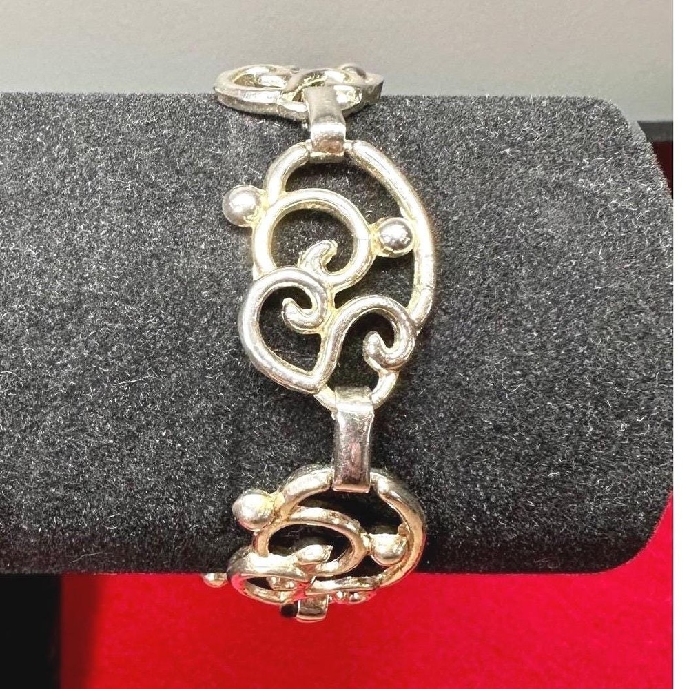 Vintage Estate Light Gold Tone Openwork Scroll Link Bracelet 6.25" Small Wrist